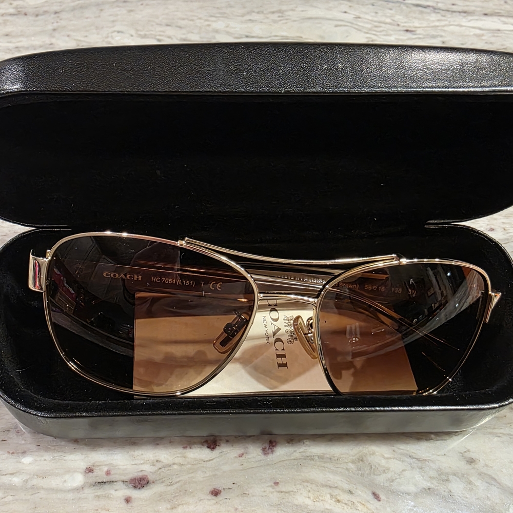 Coach Women's Rose Gold Aviator Sunglasses